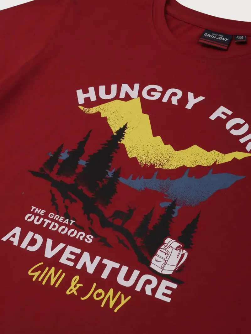 Gini & Jony Boys Blue Printed Cotton T-Shirt Half Sleeves