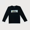 Gini & Jony Boys Black Printed Cotton T-Shirt Full Sleeves