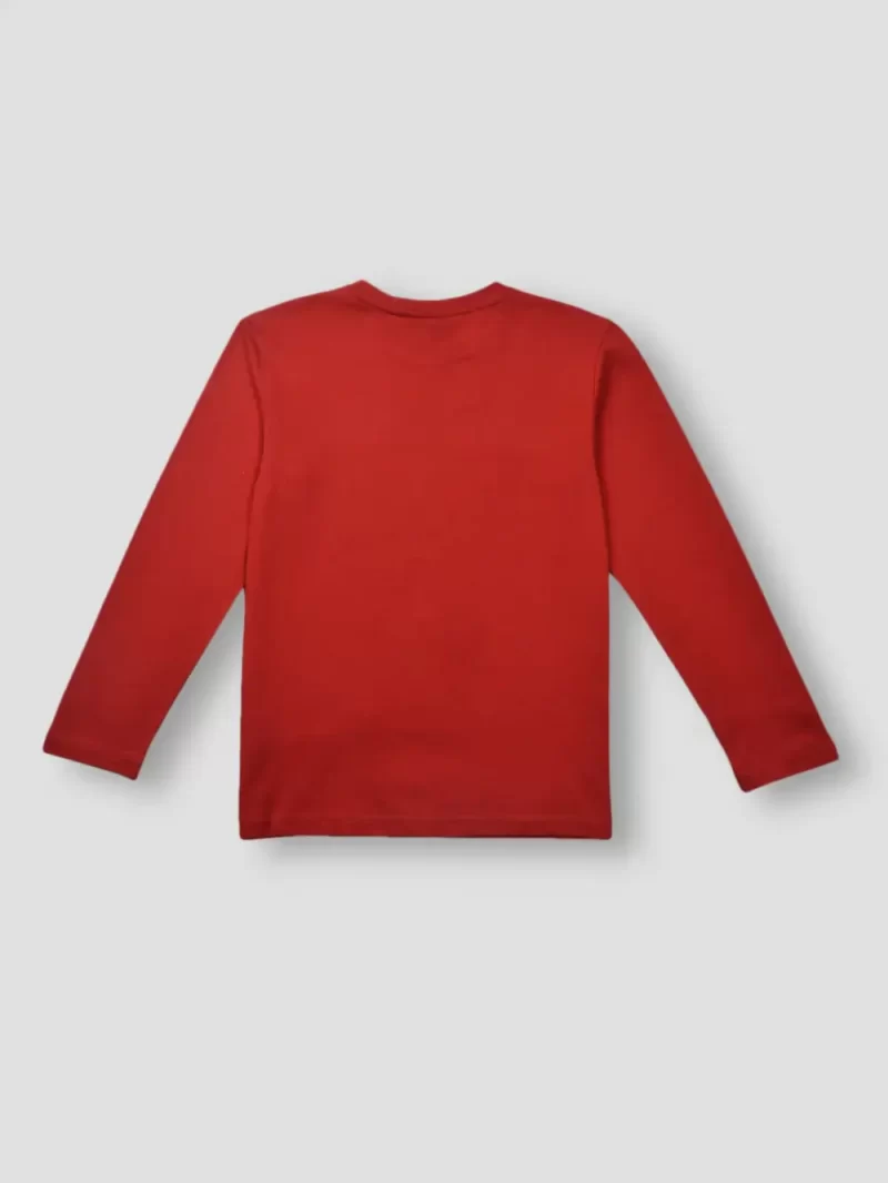 Gini & Jony Boys Red Printed Cotton Full Sleeves T-Shirt