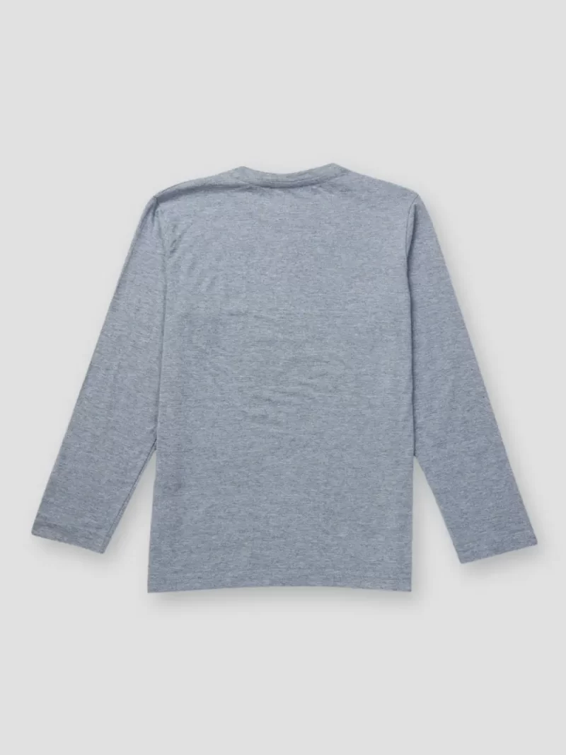 Gini & Jony Boys Grey Solid Cotton Full Sleeves T-Shirt