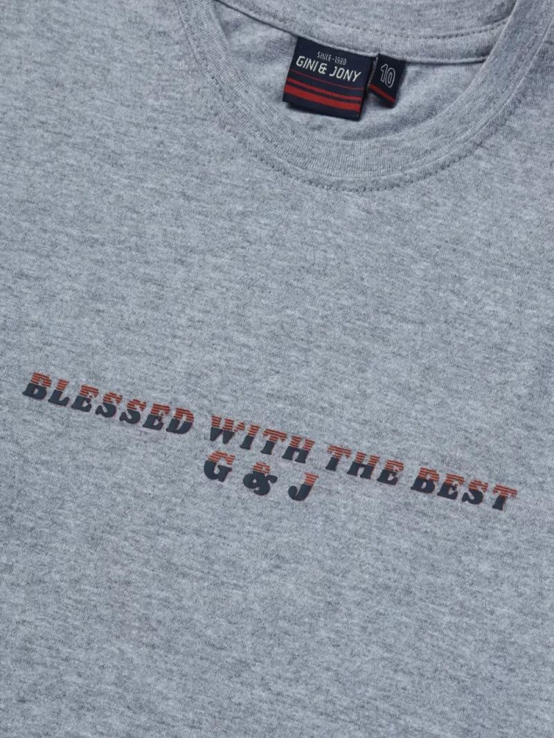 Gini & Jony Boys Grey Solid Cotton Full Sleeves T-Shirt