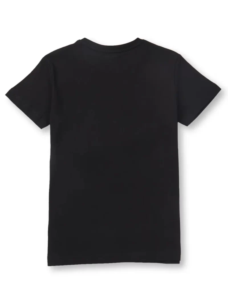 Gini And Jony Boys Black Logo Cotton T-Shirt Half Sleeves
