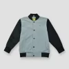 Gini & Jony Boys Grey Solid Taffeta Full Sleeves Woven Jacket