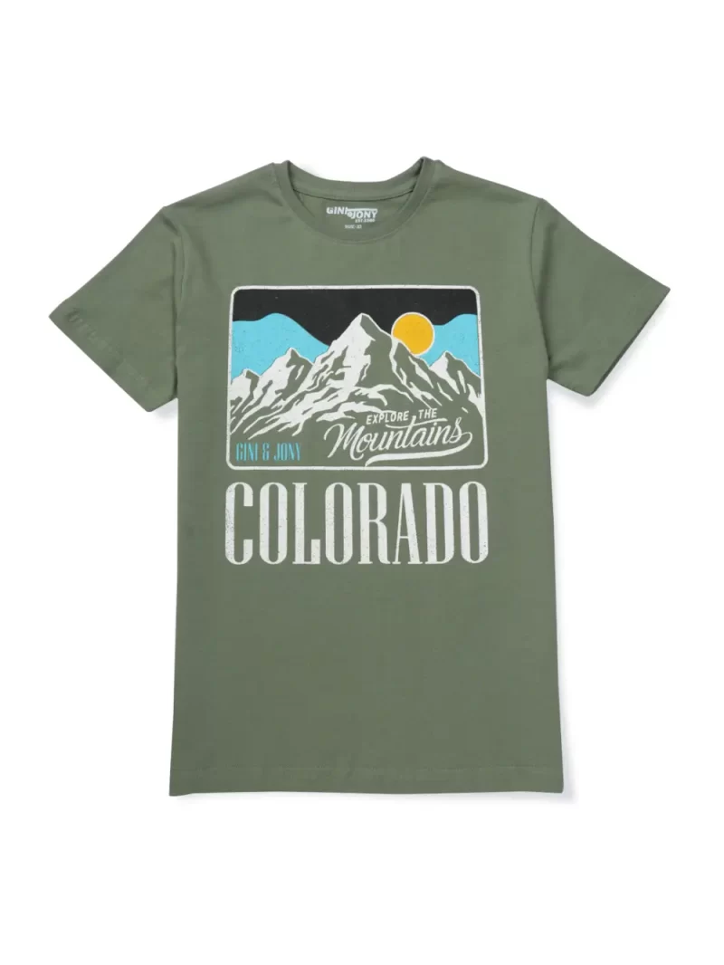Gini & Jony 
Boys Typography Cotton Blend Regular T Shirt