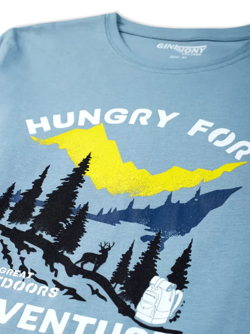 Gini And Jony Boys Blue Graphic Print Cotton T-Shirt Full Sleeves