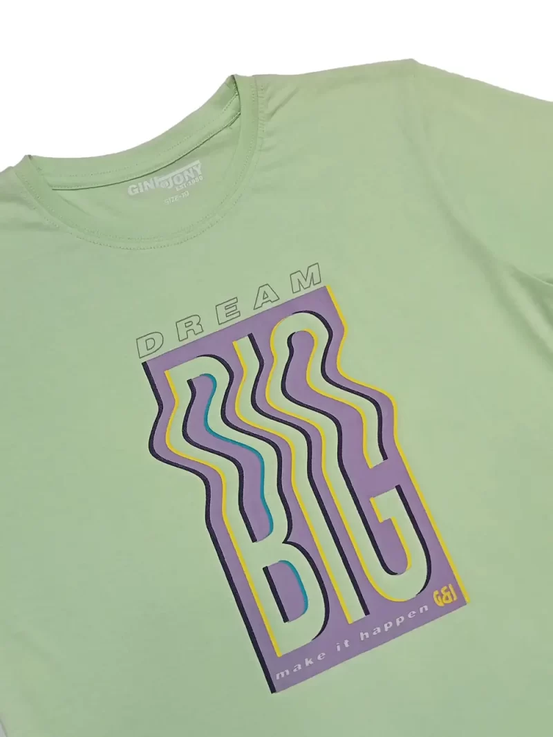 Gini And Jony Boys Green Printed Cotton T-Shirt Half Sleeves