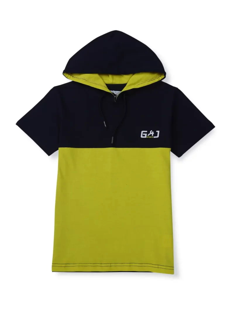 Gini & Jony Boys Green Solid Cotton Half Sleeves T-Shirt