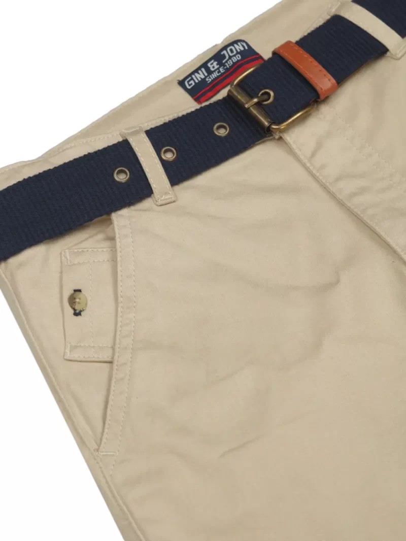 Gini And Jony Boys Beige Solid Cotton Bermuda Fixed Waist