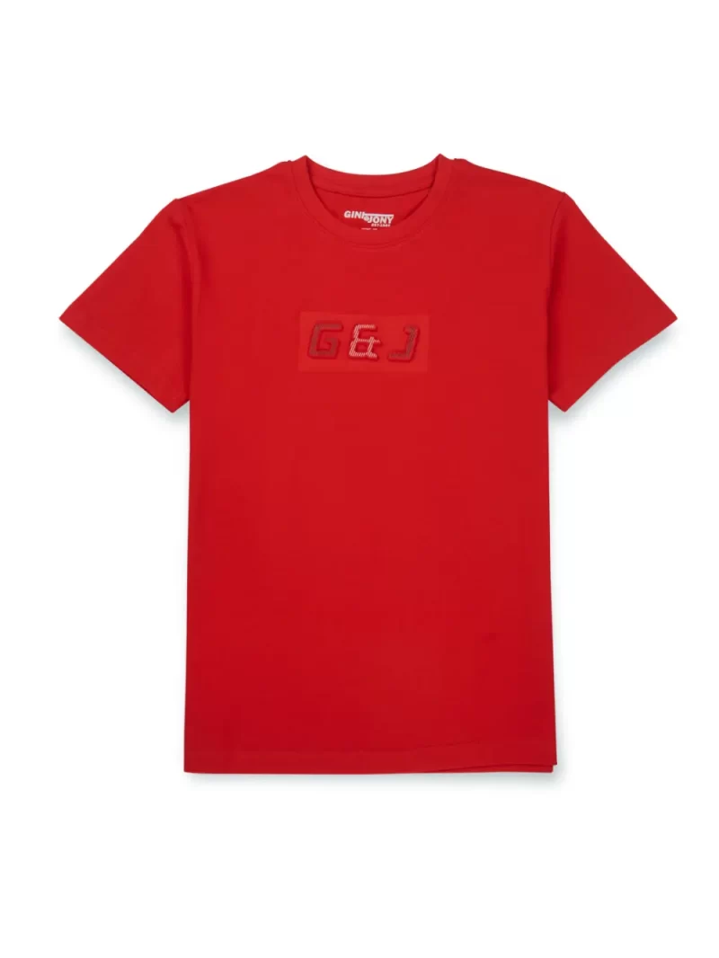 Gini & Jony Boys Red Solid Cotton Half Sleeves T-Shirt
