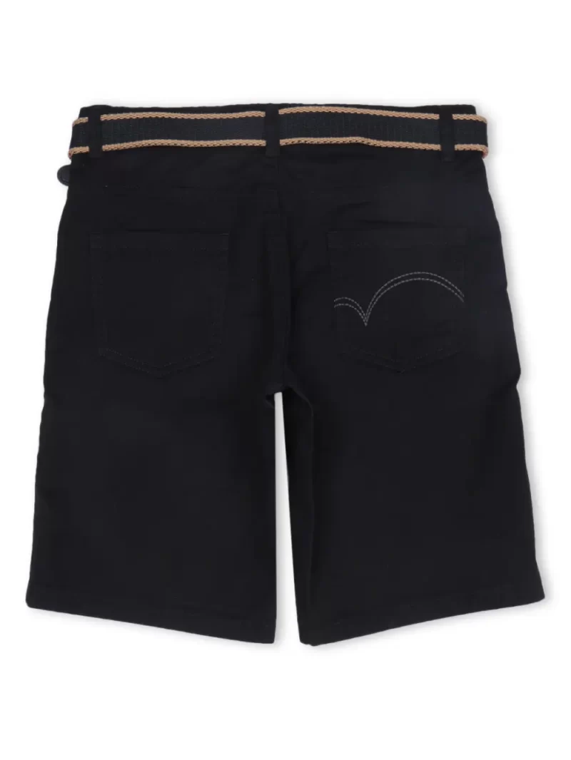 Gini And Jony Boys Black Solid Cotton Bermuda Fixed Waist