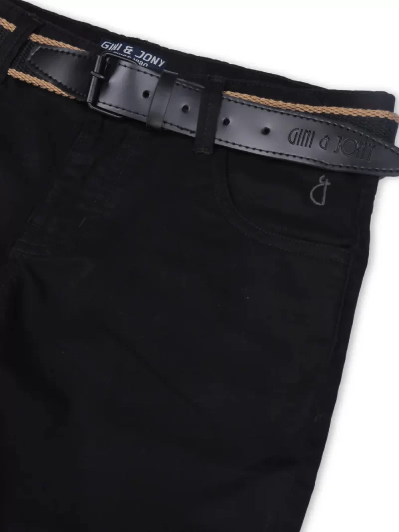 Gini And Jony Boys Black Solid Cotton Bermuda Fixed Waist