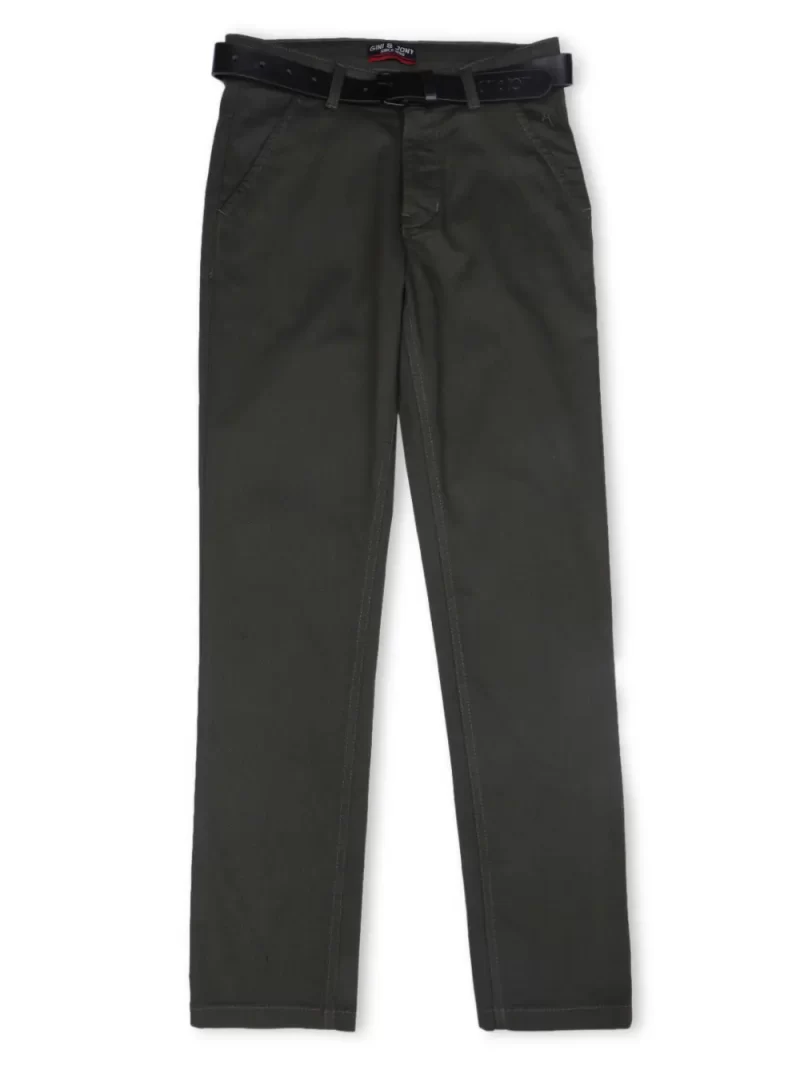 Gini & Jony Boys Blue Solid Cotton Fixed Waist Trouser