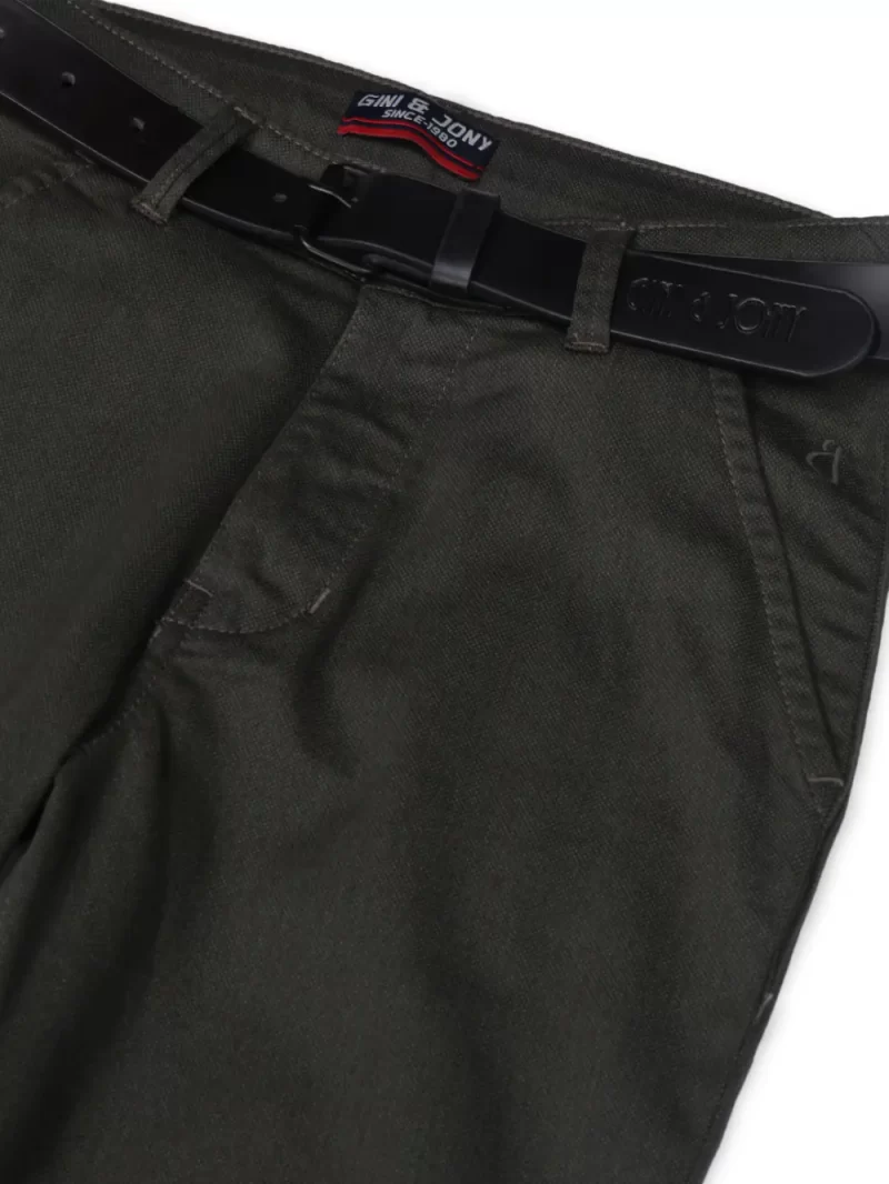 Gini & Jony Boys Blue Solid Cotton Fixed Waist Trouser