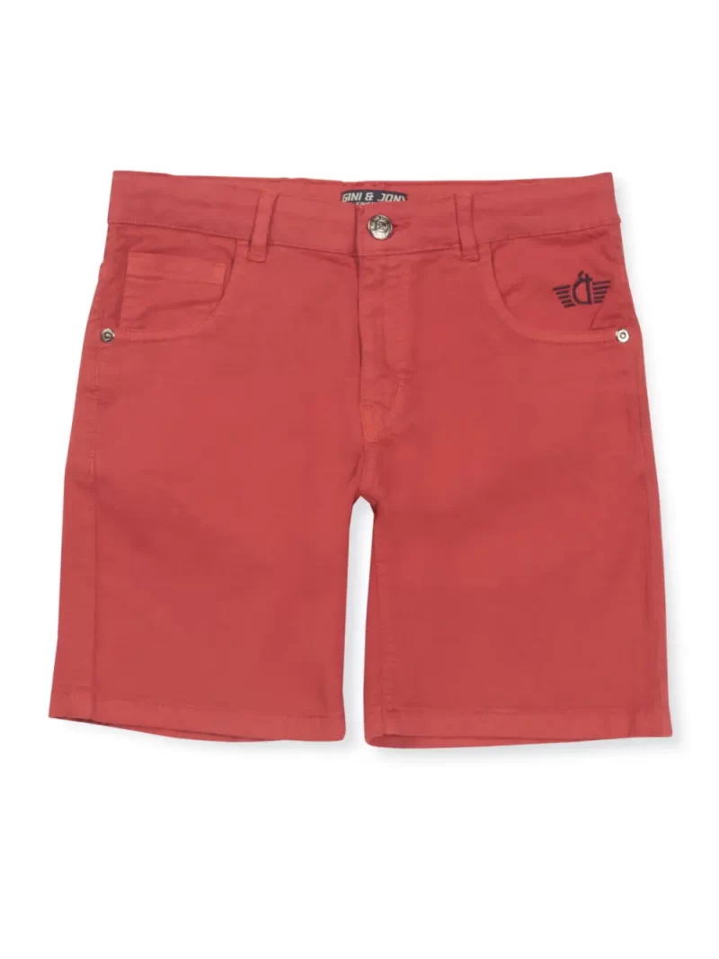 Gini And Jony Boys Pink Solid Cotton Shorts Fixed Waist