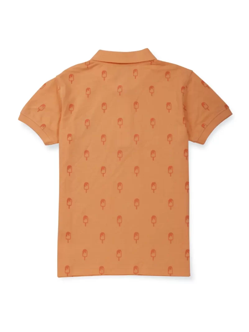 Gini & Jony Boys Peach Printed Knitted Cotton Half Sleeves Polo T-Shirt