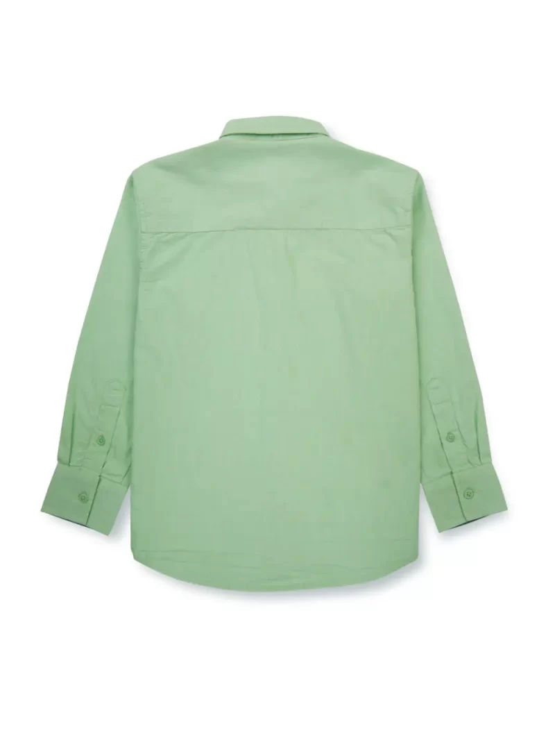 Gini & Jony Boys Green Solid Plain Dyed Cotton Twill Full Sleeves Shirt