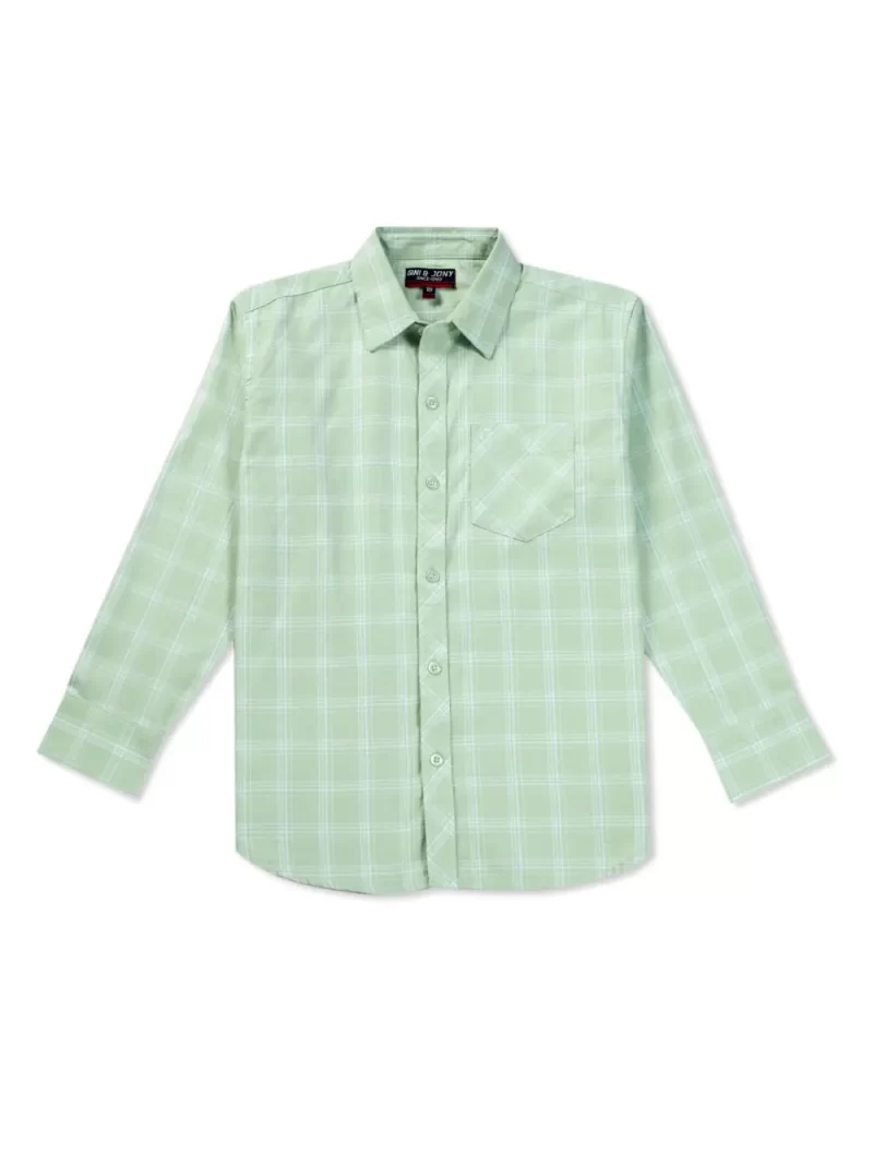 Gini & Jony Boys Pink Checks Cotton Full Sleeves Shirt