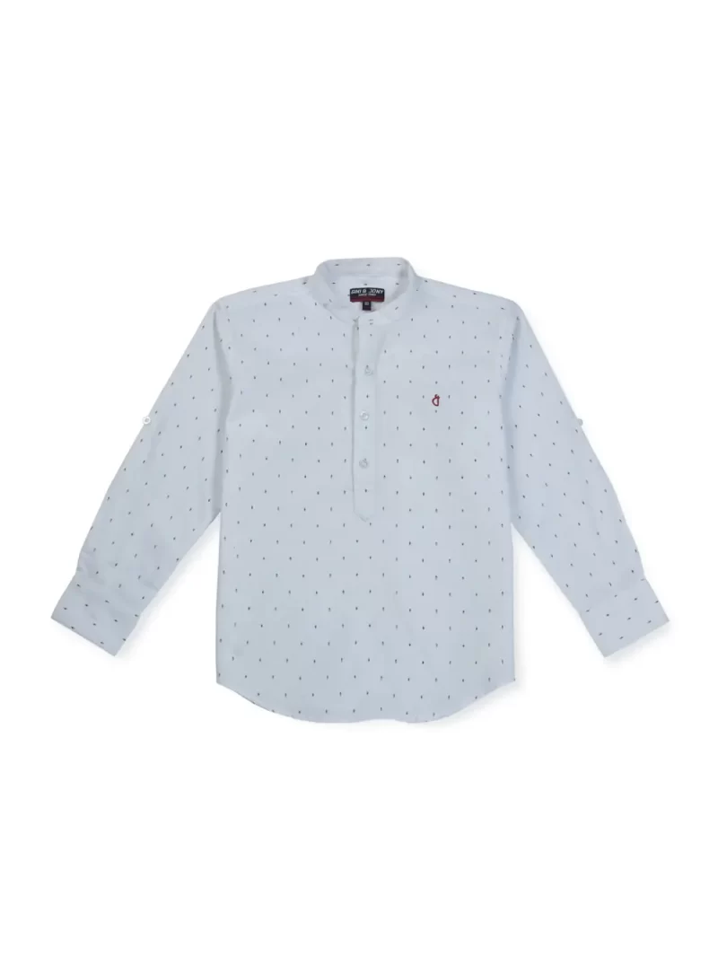 Gini & Jony Boys Blue Solid Cotton Full Sleeves Shirt
