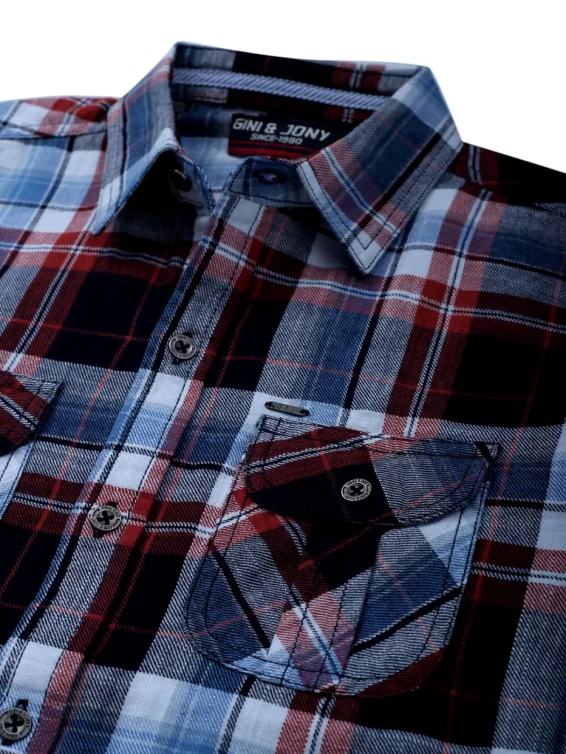 Gini & Jony Boys Blue Checks Cotton Twill Full Sleeves Shirt