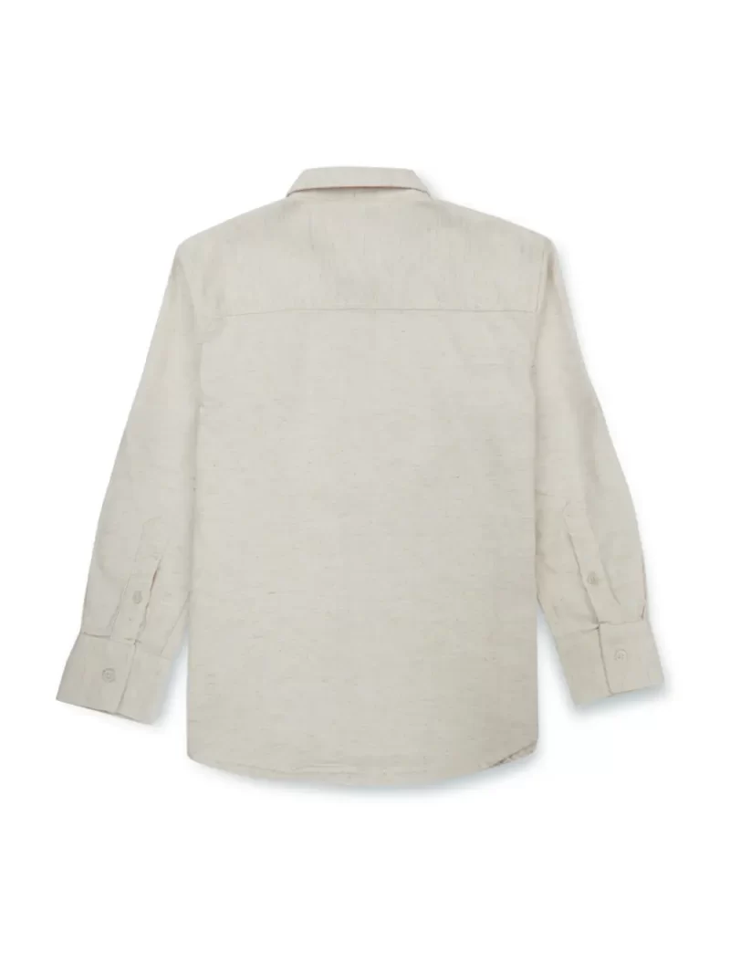 Gini & Jony Boys Off White Solid Cotton Khadi Full Sleeves Shirt