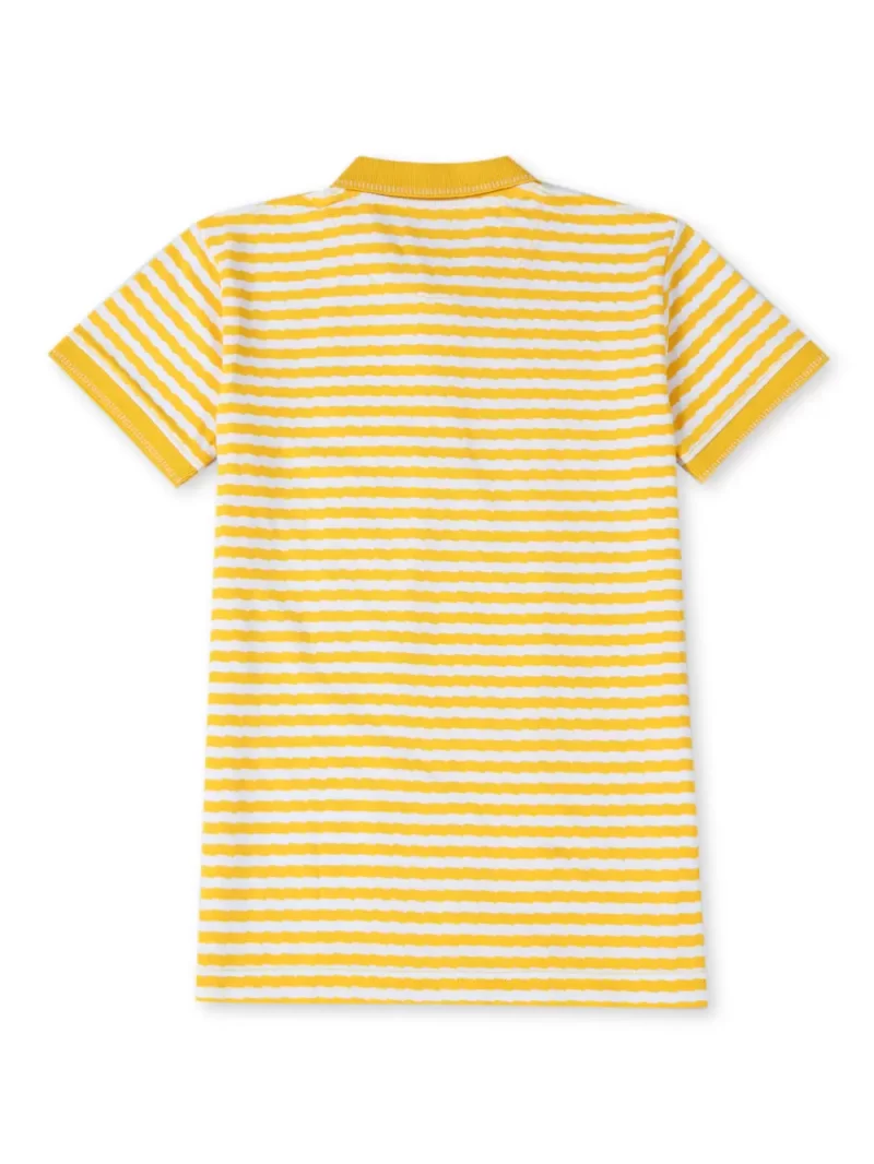 Gini & Jony Boys Yellow Printed Knitted Half Sleeves Polo T-Shirt