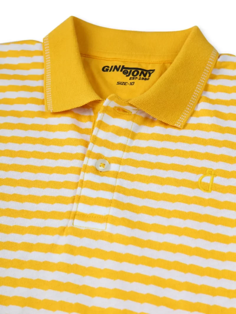 Gini & Jony Boys Yellow Printed Knitted Half Sleeves Polo T-Shirt