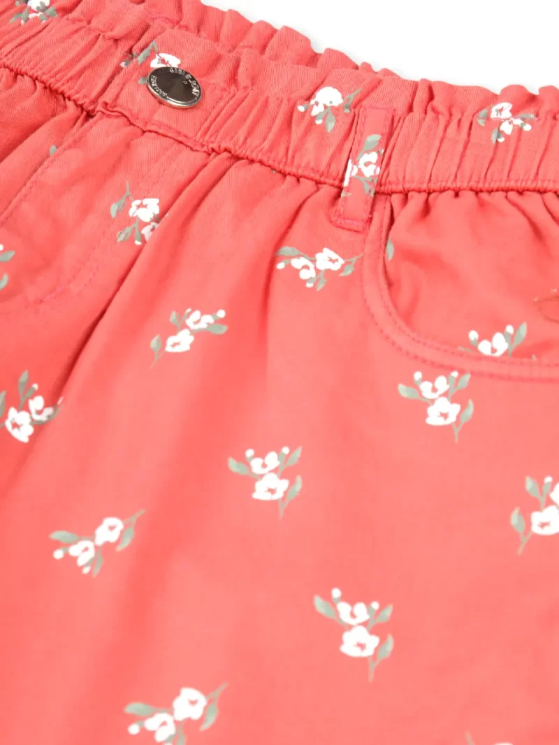 Gini And Jony Girls Yellow Printed Cotton Shorts Elasticated