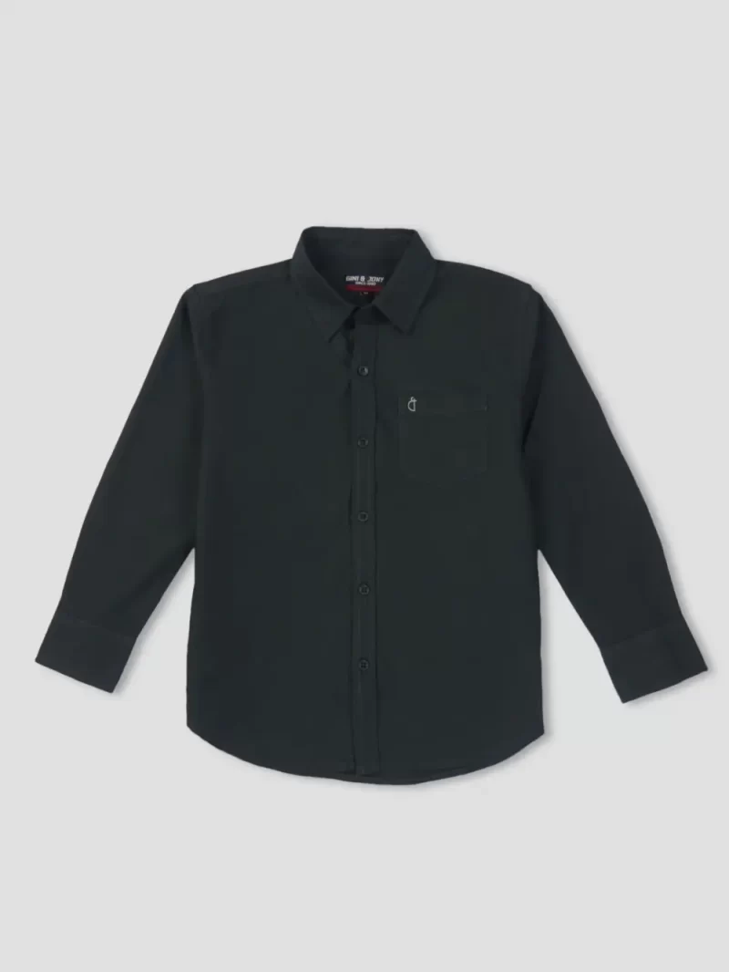 Gini & Jony Boys Black Solid Cotton Full Sleeves Shirt