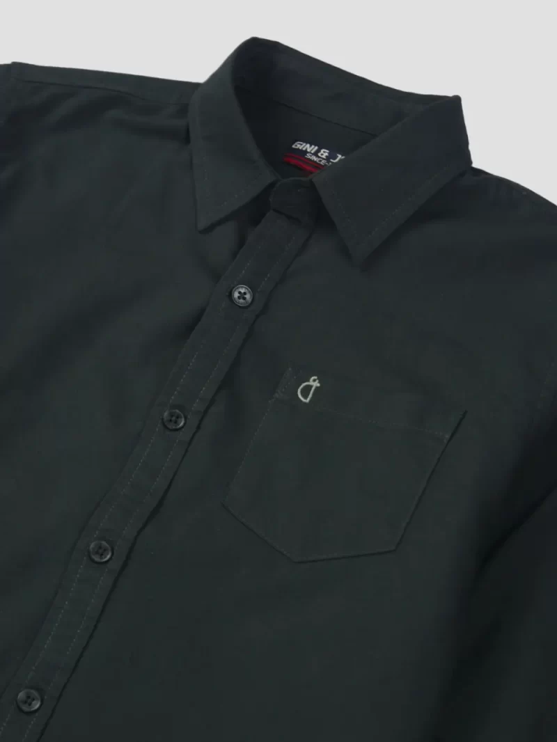 Gini & Jony Boys Black Solid Cotton Full Sleeves Shirt