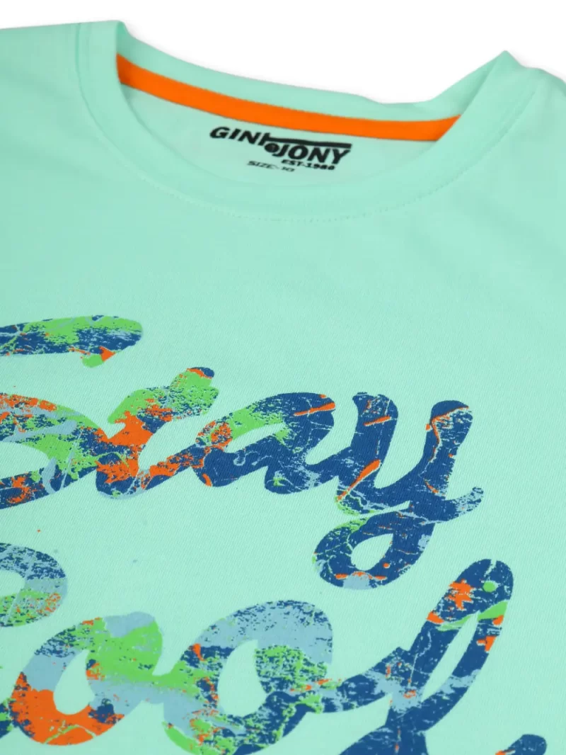 Gini & Jony Boys Blue Solid Cotton Half Sleeves T-Shirt