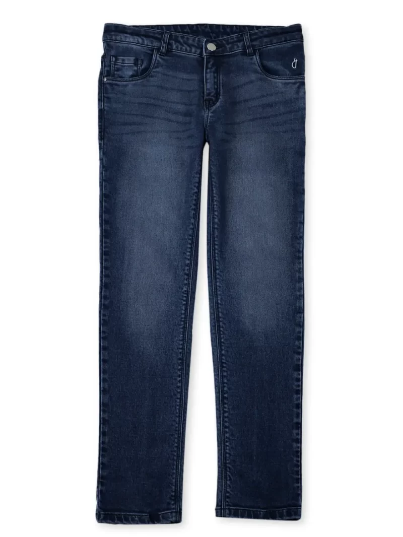 Gini And Jony Girls Dark Blue Washed Denim Jeans Fixed Waist