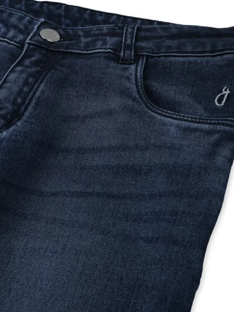 Gini And Jony Girls Dark Blue Washed Denim Jeans Fixed Waist