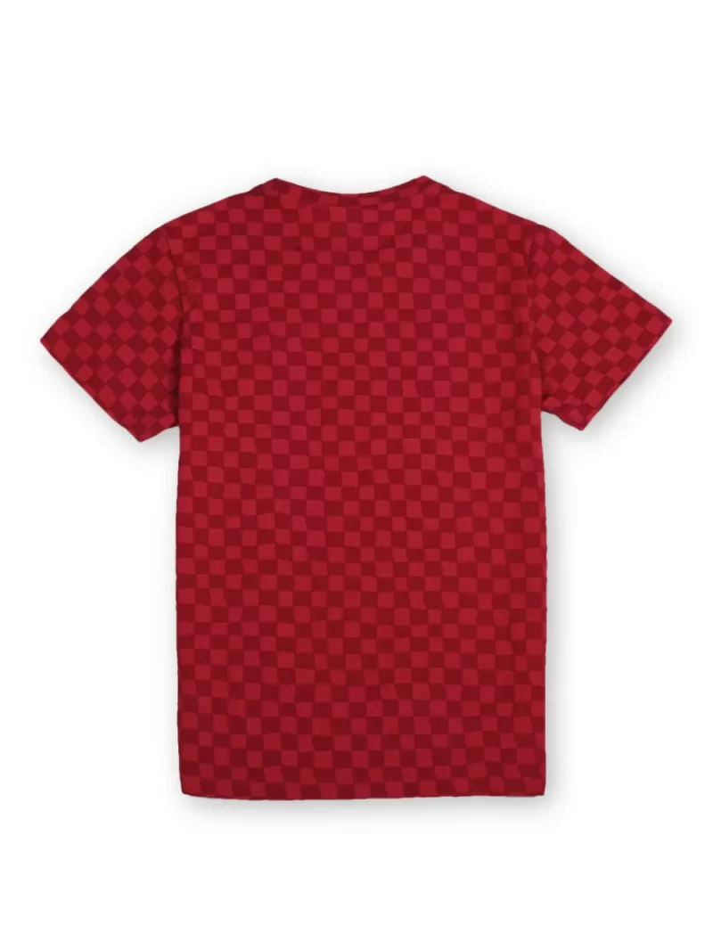 Gini & Jony Boys Red Checks Knit Half Sleeves T-Shirt