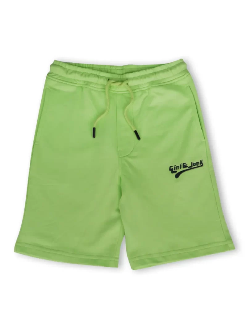 Gini And Jony Boys Green Solid Cotton Bermuda Elasticated