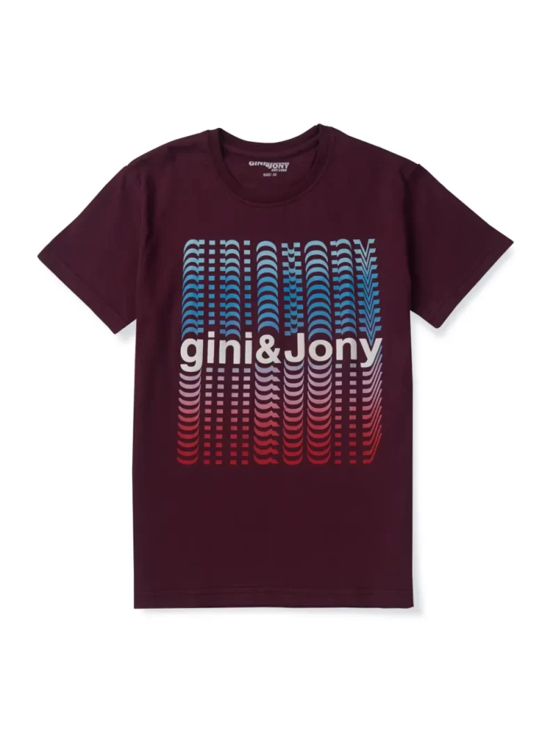 Gini And Jony Boys Red Printed Cotton Half Sleeves T-Shirt