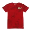 Gini And Jony Boys Red Cotton Solid T-Shirt Half Sleeves
