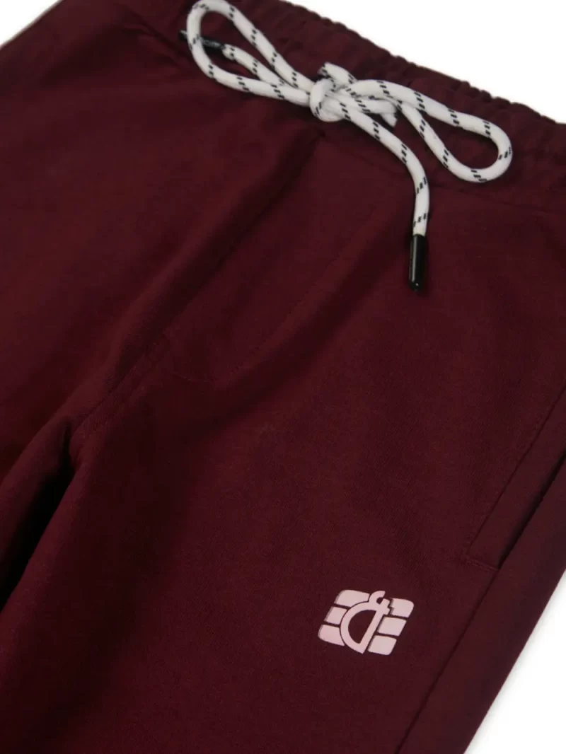 Gini And Jony Boys Maroon Solid Cotton Elasticated Track Pant