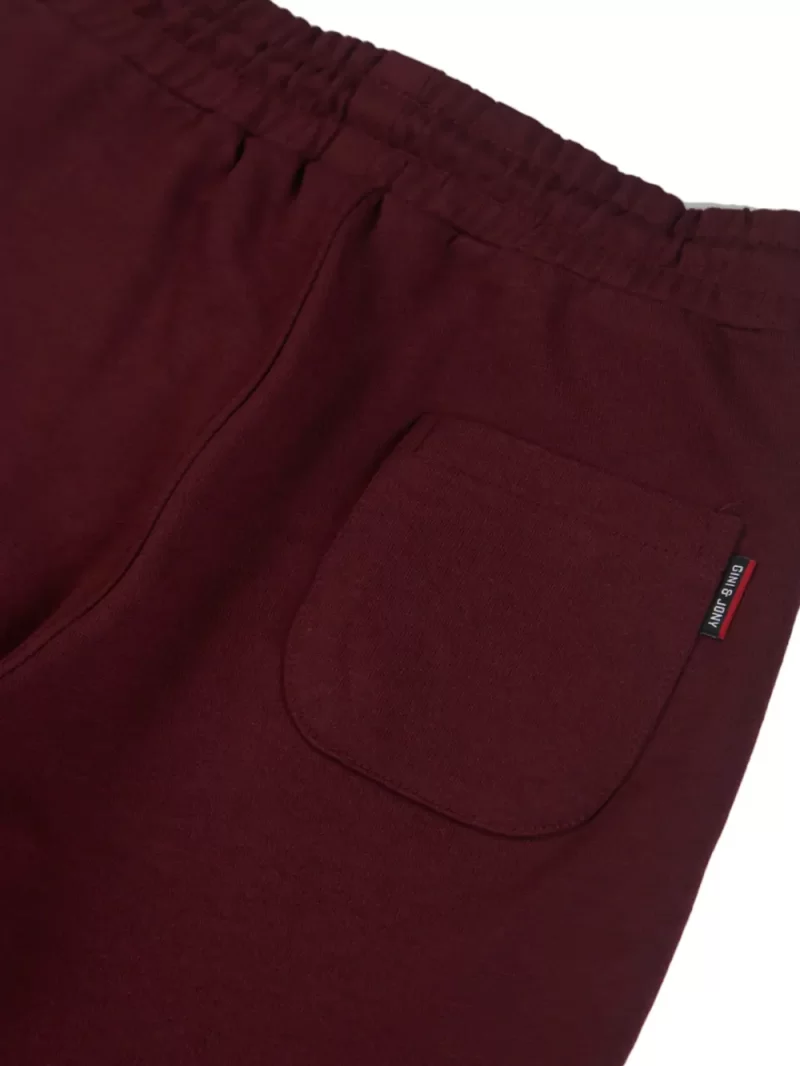 Gini And Jony Boys Maroon Solid Cotton Elasticated Track Pant