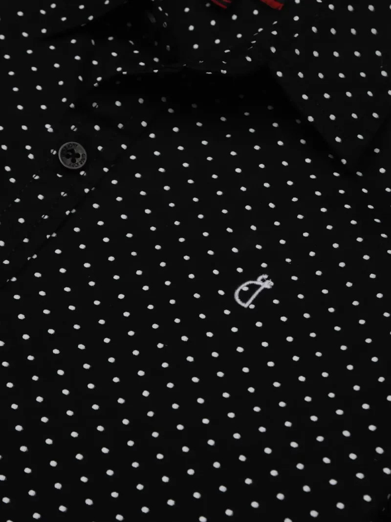 Gini And Jony Boys Black Printed Cotton Full Sleeves Shirt