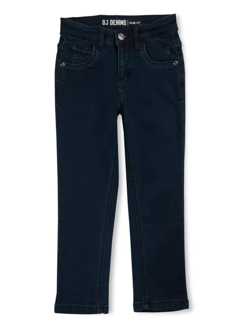 Gini And Jony Boys Black Solid Denim Fixed Waist Jeans