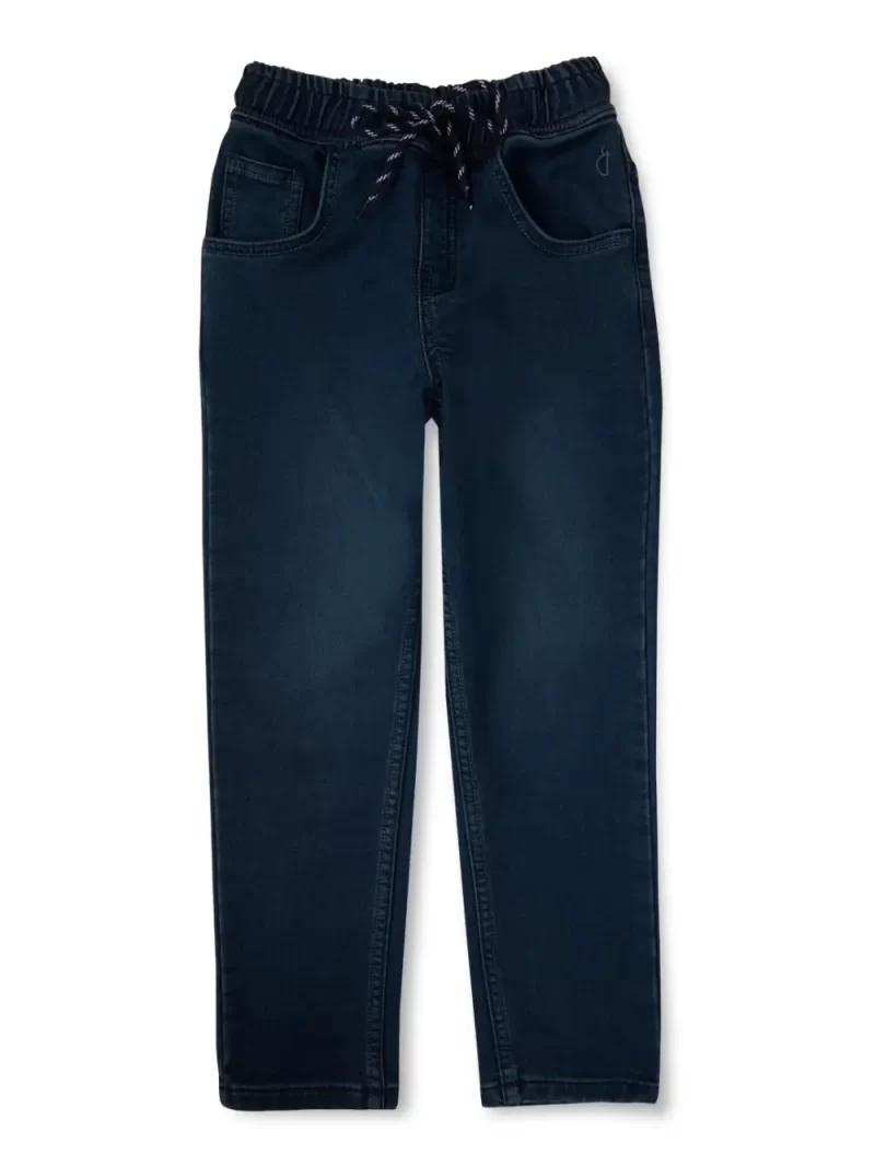 Gini & Jony Boys Blue Solid Denim Elasticated Jeans