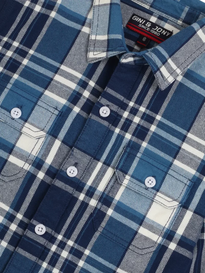 Gini & Jony Boys Blue Checks Cotton Shirt