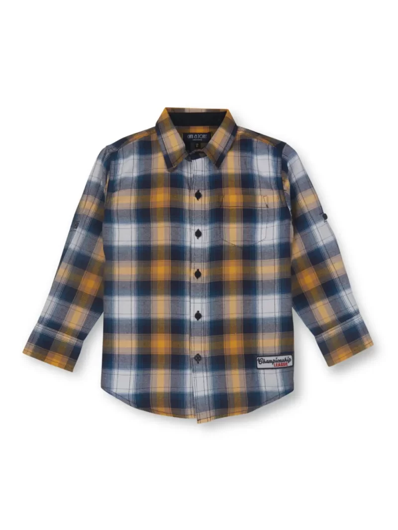 Gini And Jony Boys Yellow Checkered Woven Full Sleeves Shirt