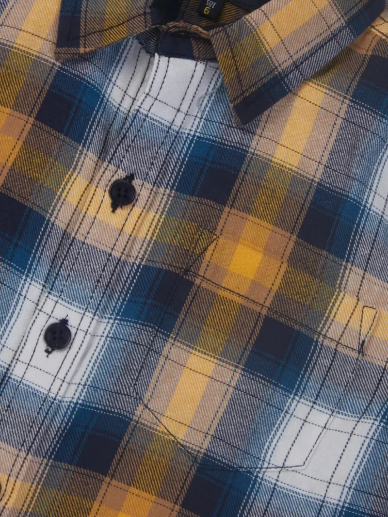 Gini And Jony Boys Yellow Checkered Woven Full Sleeves Shirt