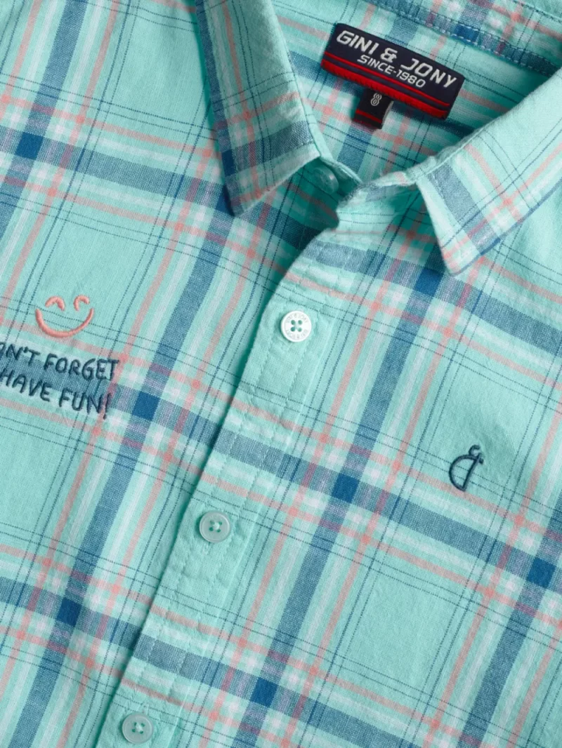Gini And Jony Boys Blue Checks Woven Full Sleeves Shirt
