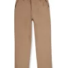 Gini & Jony Boys Brown Solid Cotton Fixed Waist Trouser