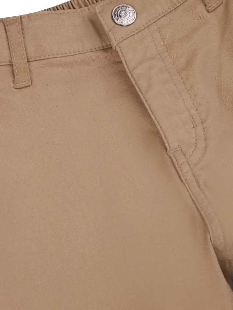 Gini & Jony Boys Brown Solid Cotton Fixed Waist Trouser