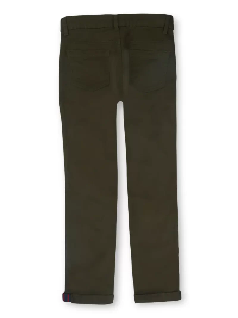 Gini And Jony Boys Olive Solid Cotton Fixed Waist Trouser