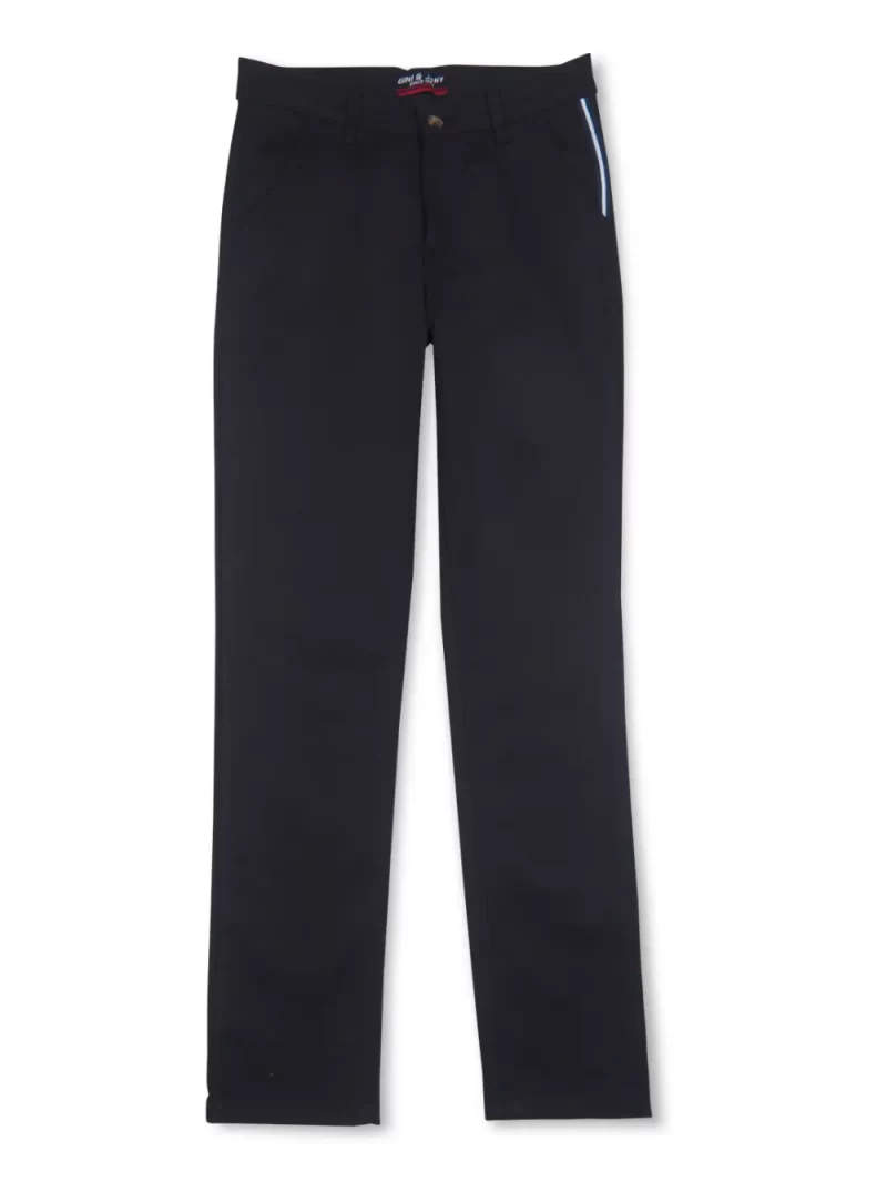 Gini And Jony Boys Black Solid Woven Fixed Waist Trouser