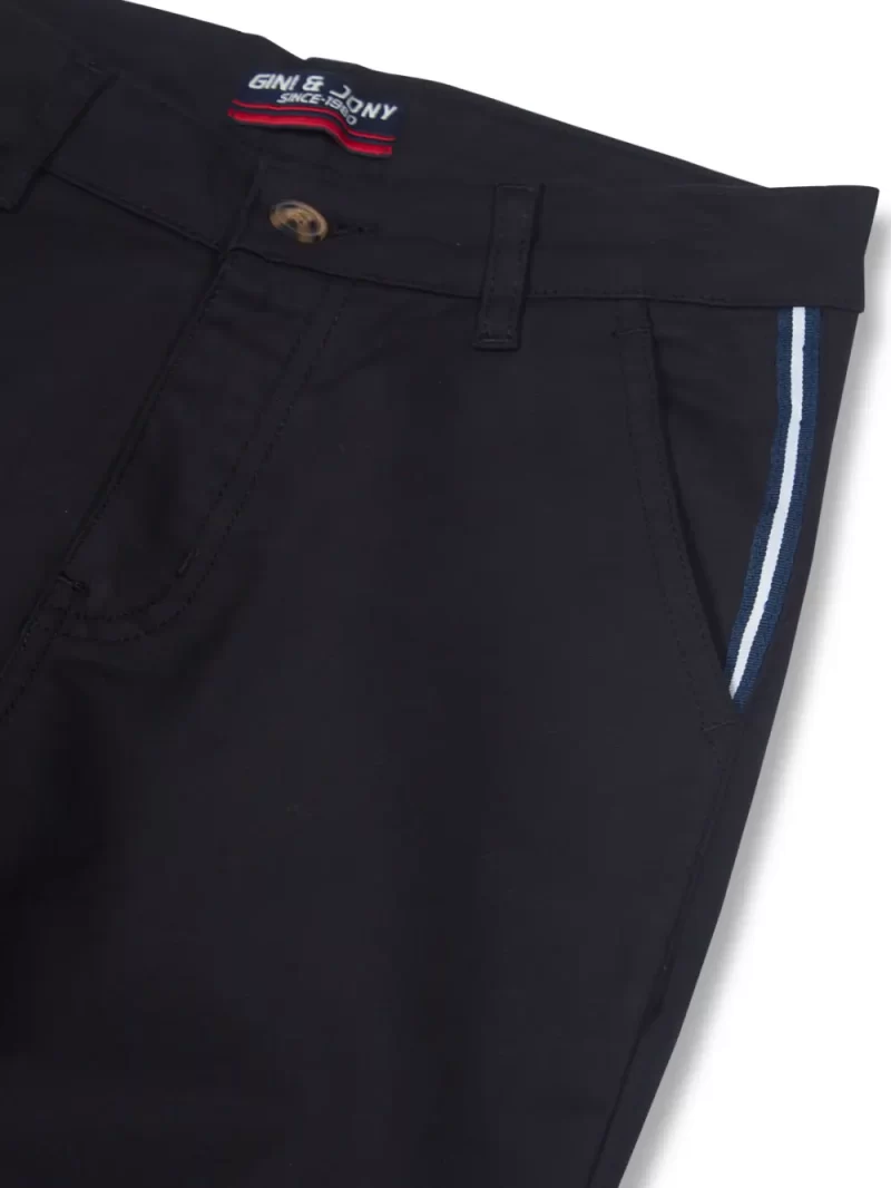 Gini And Jony Boys Black Solid Woven Fixed Waist Trouser